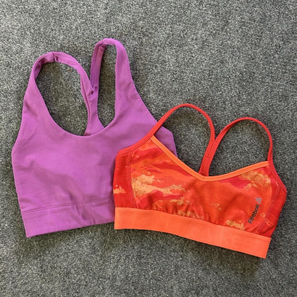 Reebok Fabletics‎ Sports Bras Womens Medium Multicolor Camo Racerback Lot Of 2